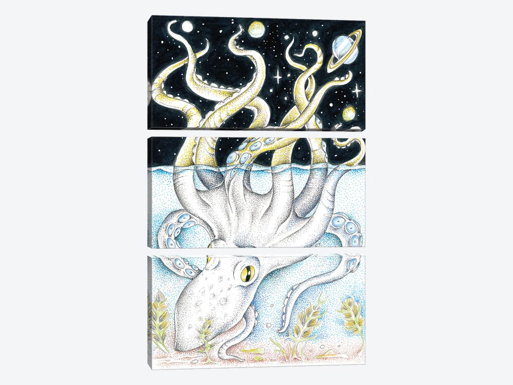 Octopus Galaxy Ink Dots by Seven Sirens Studios 3-piece Canvas Wall Art