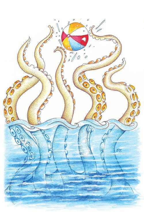 Octopus Playing Beach Ball