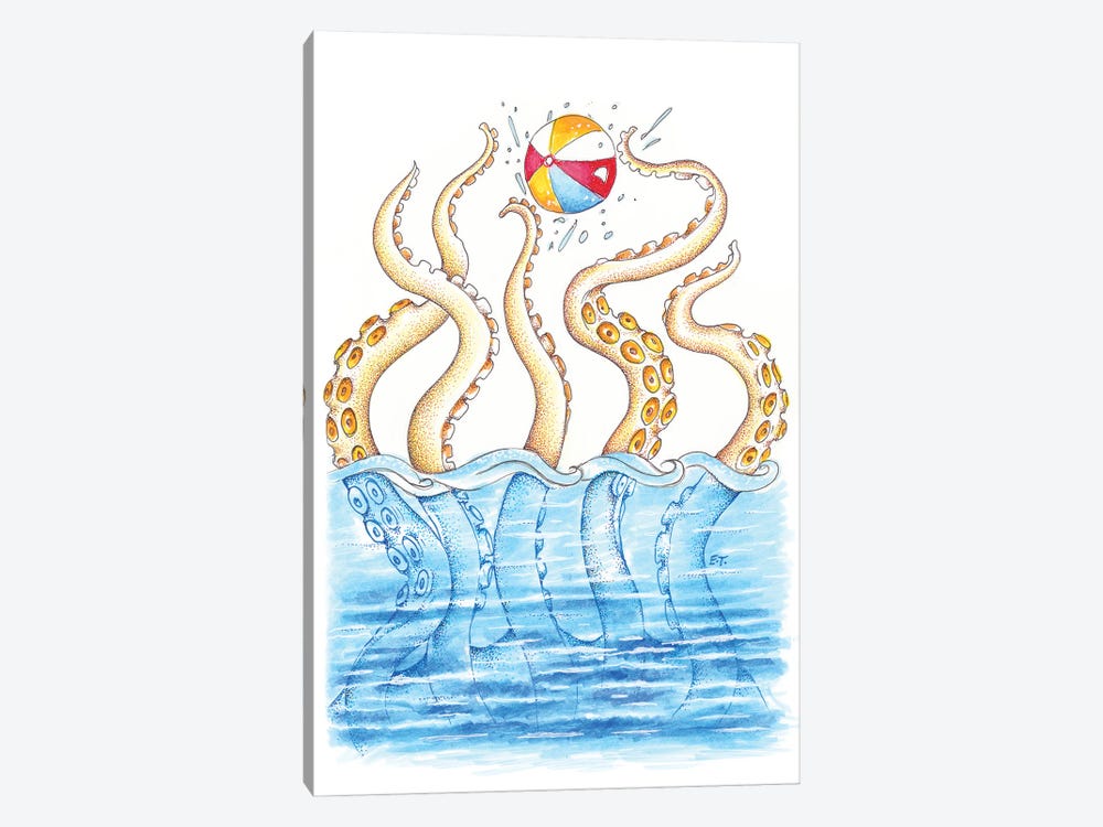 Octopus Playing Beach Ball by Seven Sirens Studios 1-piece Canvas Print