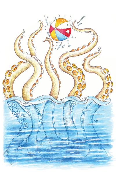 Octopi: Octopus Playing Beach Ball by Seven Sirens Studios