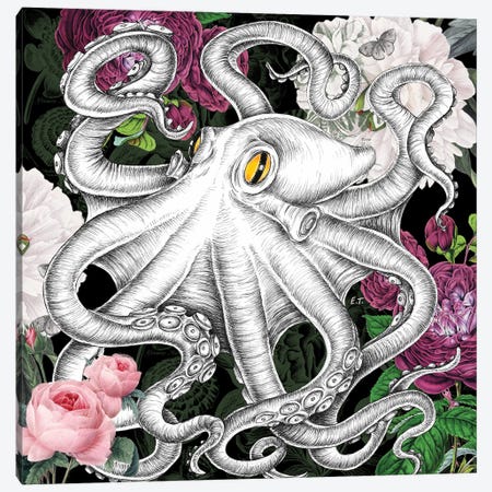 Octopus Vintage Roses Chic Canvas Print #SSI71} by Seven Sirens Studios Canvas Artwork