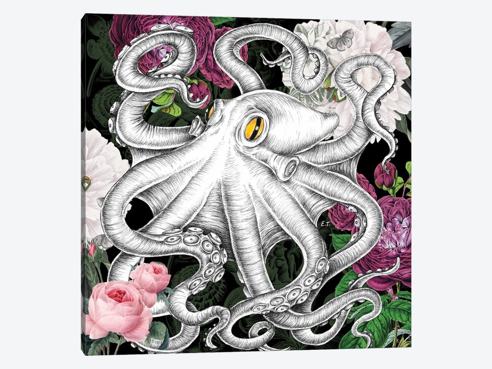 Octopus Vintage Roses Chic by Seven Sirens Studios 1-piece Canvas Art