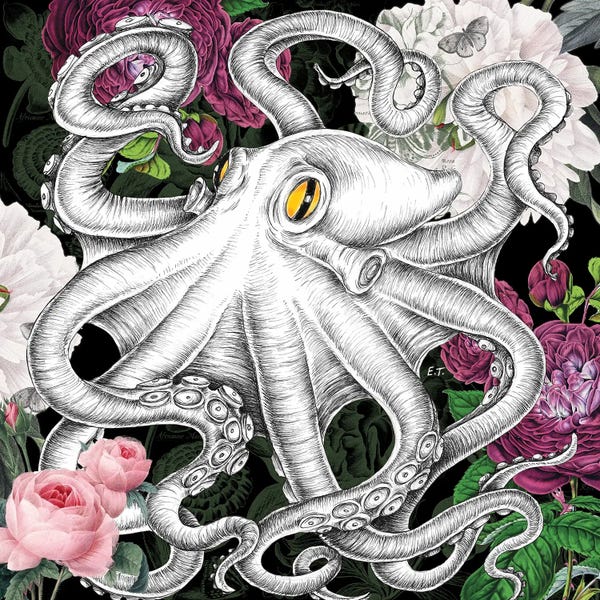 Seven Sirens Studios: Octopus Vintage Roses Chic by Seven Sirens Studios