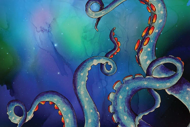 Blue Tentacles Octopus Teal Nebula