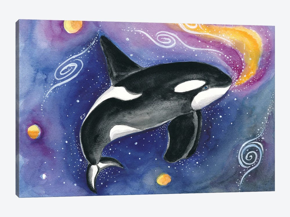 Orca Cosmic Galaxy Watercolor by Seven Sirens Studios 1-piece Canvas Wall Art