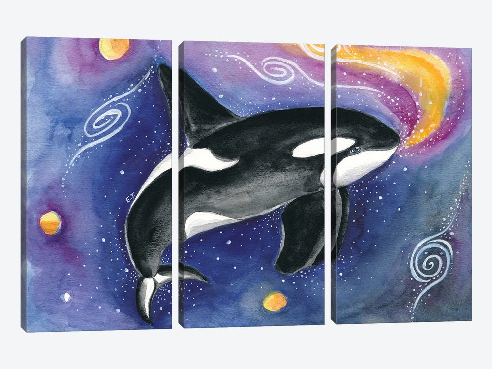 Orca Cosmic Galaxy Watercolor by Seven Sirens Studios 3-piece Canvas Artwork