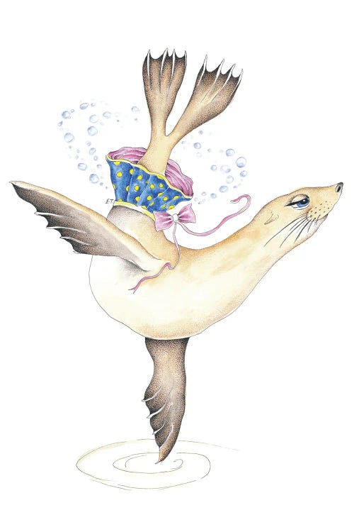 Dancing Sea Lion Bubbles Tutu Watercolor