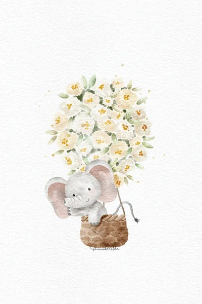 Floral Airballoon Elephant by Sanna Sjöström canvas print