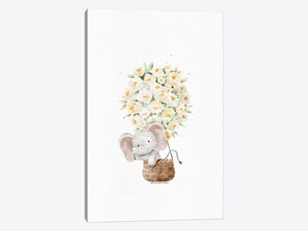 Floral Airballoon Elephant by Sanna Sjöström 1-piece Canvas Art Print