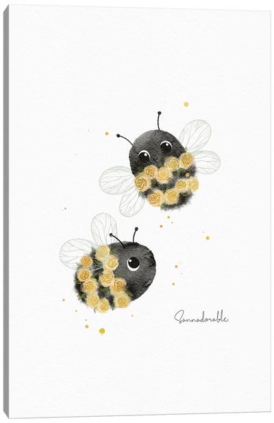 Floral Bumblebees Canvas Art Print - Sanna Sjöström