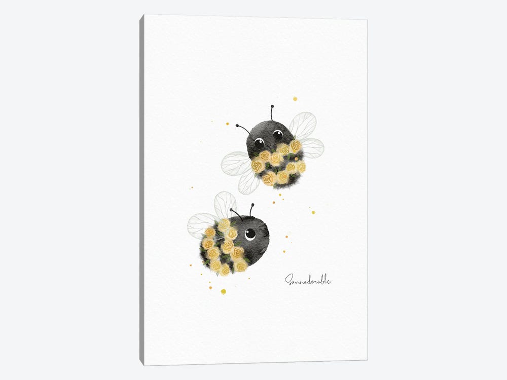 Floral Bumblebees by Sanna Sjöström 1-piece Canvas Print