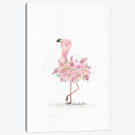 Floral Flamingo Canvas Print #SSJ15} by Sanna Sjöström Canvas Artwork