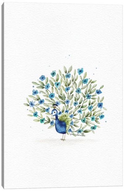 Floral Peacock Canvas Art Print - Sanna Sjöström