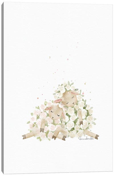 Floral Sheep Canvas Art Print - Sanna Sjöström