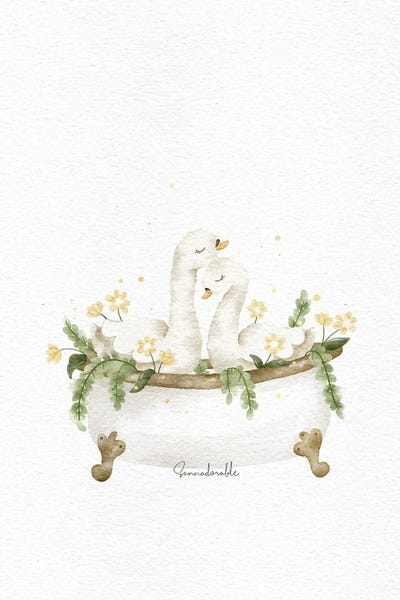 Bathing Swans by Sanna Sjöström canvas print