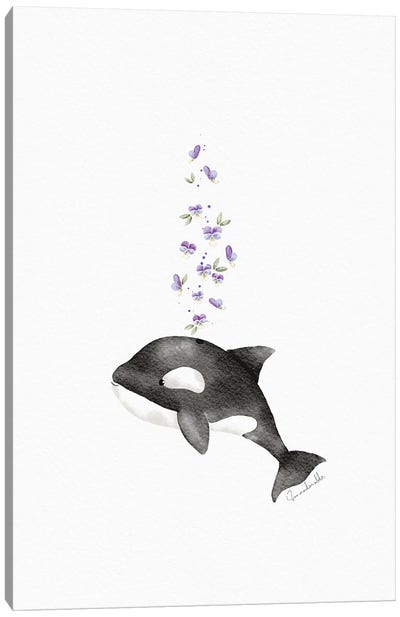 Floral Ocra Canvas Art Print - Orca Whale Art