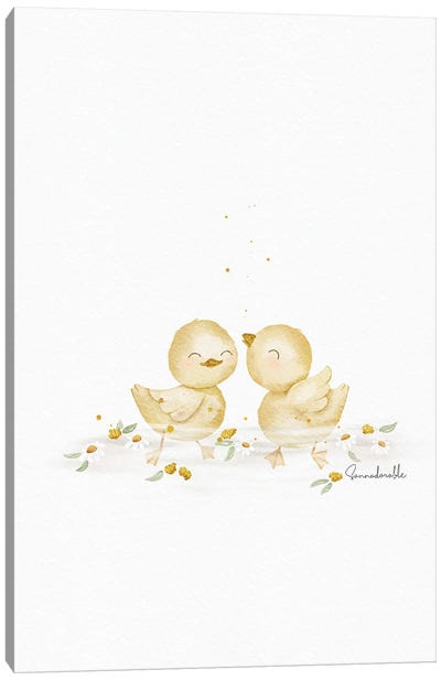 Flower Bathing Ducks Canvas Art Print - Sanna Sjöström
