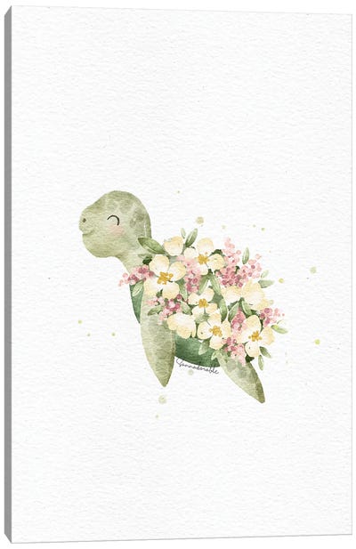 Floral Turtle Canvas Art Print - Sanna Sjöström