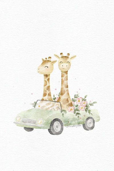 Flower Car Giraffes by Sanna Sjöström canvas print