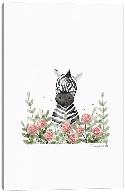 Flower Zebra Canvas Art Print - Sanna Sjöström