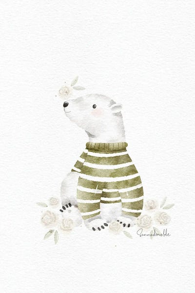 Sanna Sjöström: Green Jumper Polar Bear by Sanna Sjöström
