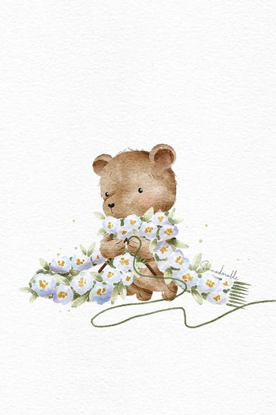 Fine Art Print: Knitting Floral Scarf by Sanna Sjöström