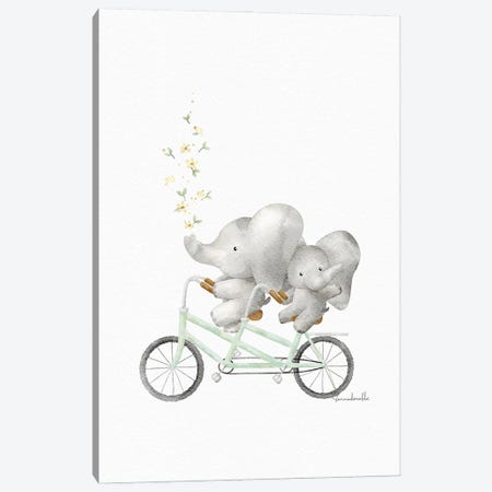 Bicycling Elephants Canvas Print #SSJ3} by Sanna Sjöström Art Print