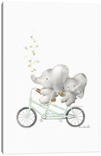 Bicycling Elephants Canvas Art Print - Sanna Sjöström