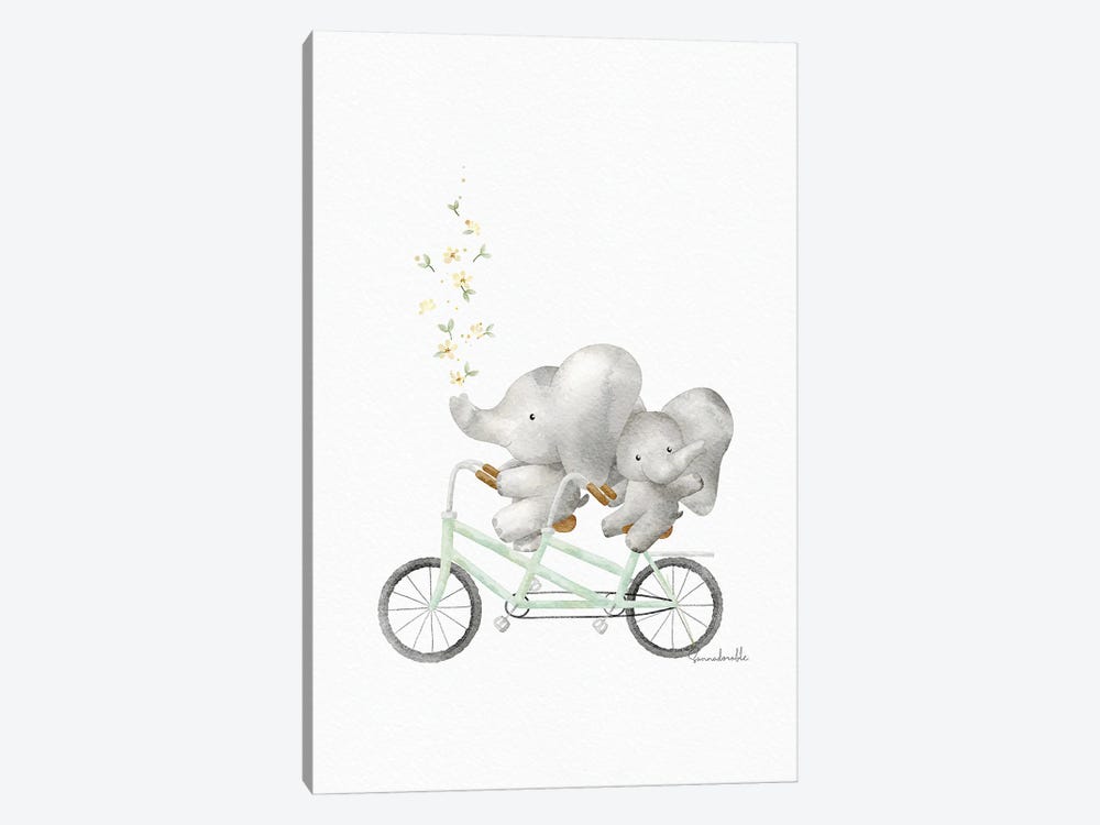 Bicycling Elephants by Sanna Sjöström 1-piece Canvas Print
