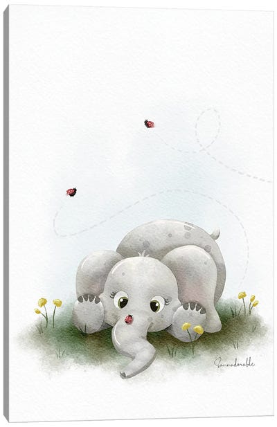 Ladybirds Elephant Canvas Art Print - Sanna Sjöström