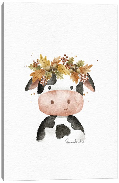 Leafcrown Cow Canvas Art Print - Sanna Sjöström
