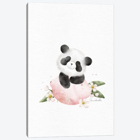 Pink Lemonade Panda Canvas Print #SSJ46} by Sanna Sjöström Art Print