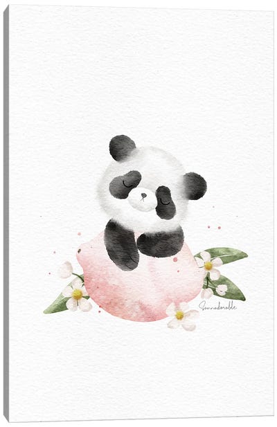 Pink Lemonade Panda Canvas Art Print - Sanna Sjöström