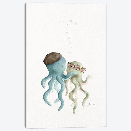 Octopus Love Canvas Print #SSJ47} by Sanna Sjöström Canvas Print
