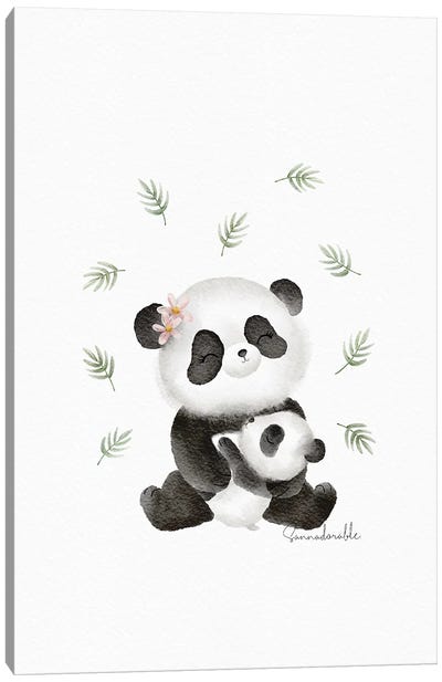 Panda Love Canvas Art Print - Sanna Sjöström