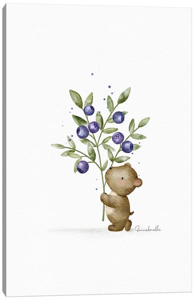 Blueberry Bear Canvas Art Print - Sanna Sjöström