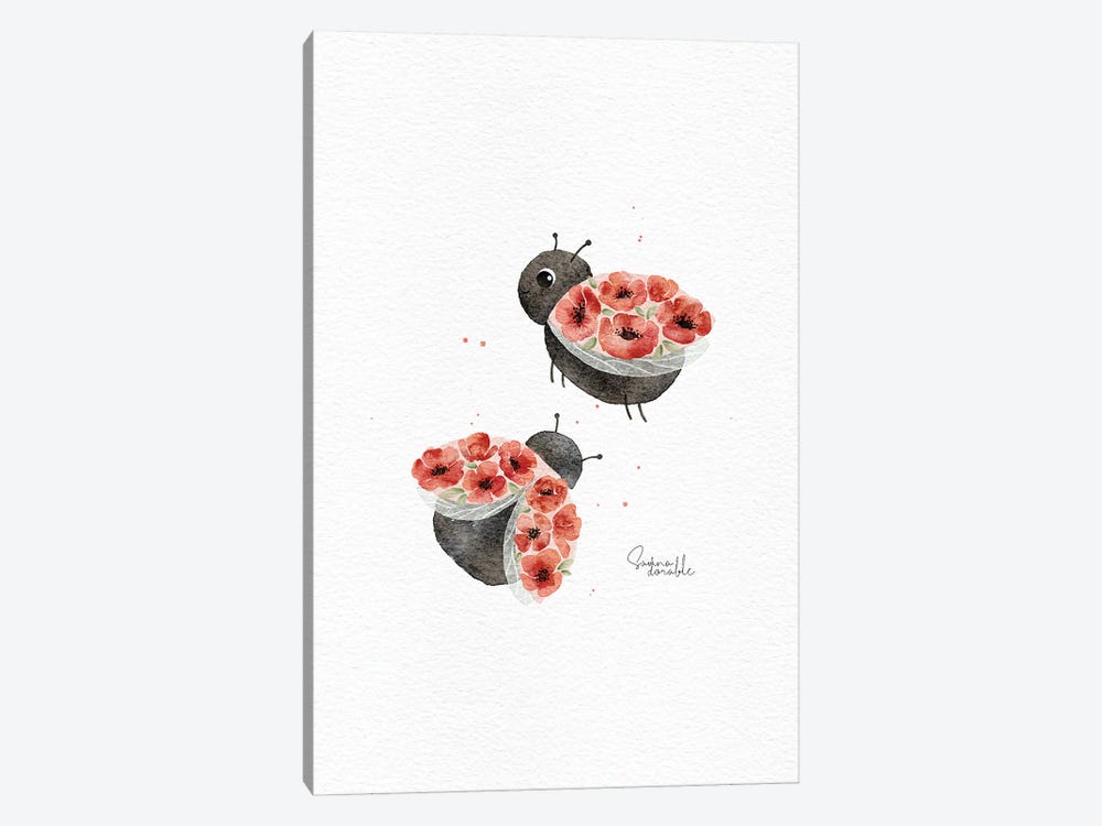 Poppy Ladybirds by Sanna Sjöström 1-piece Canvas Art Print