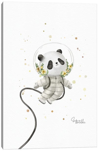 Space Panda Canvas Art Print - Baby Animal Art
