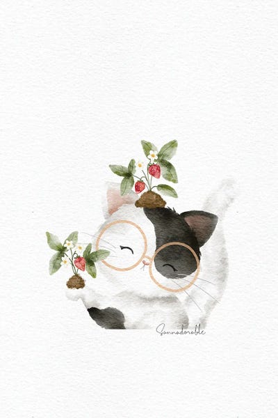 Sanna Sjöström: Strawberry Plant Cat by Sanna Sjöström