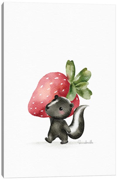Strawberry Skunk Canvas Art Print - Skunk Art