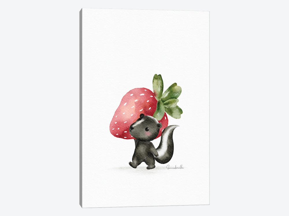 Strawberry Skunk by Sanna Sjöström 1-piece Canvas Print