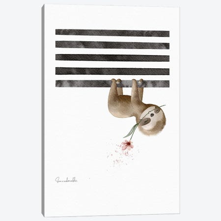 Striped Sloth Canvas Print #SSJ62} by Sanna Sjöström Canvas Art