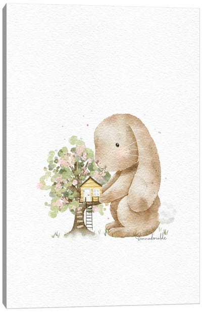 Treehouse Bunny Canvas Art Print - Sanna Sjöström
