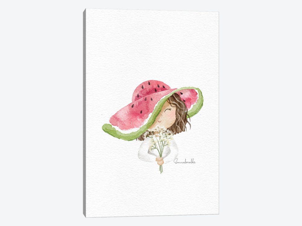 Watermelon Hat by Sanna Sjöström 1-piece Canvas Print
