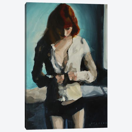 Girl In White Shirt Canvas Print #SSO60} by Simone Scholes Art Print