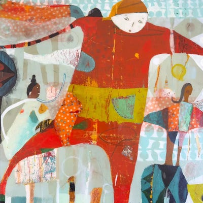 The Pocketman Cometh by Susan Almquist framed canvas print