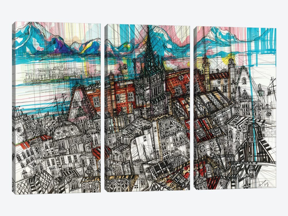 Geneve Cityscape by Maria Susarenko 3-piece Art Print
