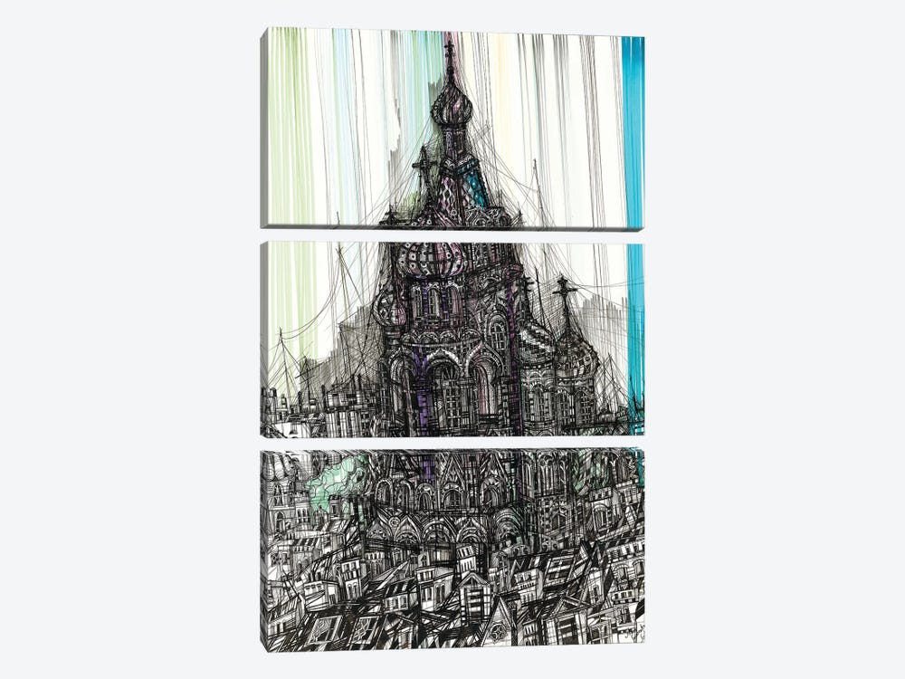 Church Of The Savior On Blood by Maria Susarenko 3-piece Canvas Wall Art