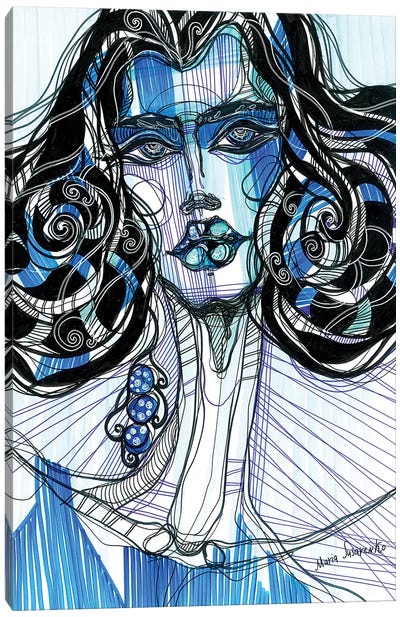 Blue Girl Canvas Art Print - Pantone 2020 Classic Blue