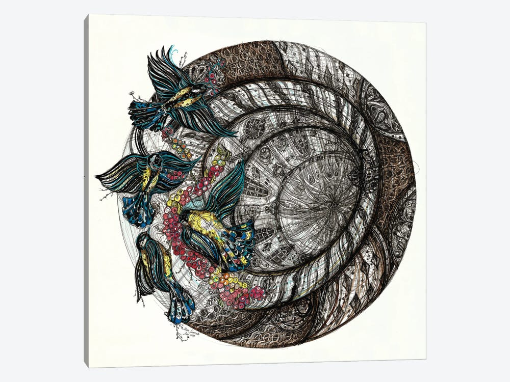 Gothic Birds Tondo by Maria Susarenko 1-piece Art Print